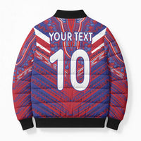 Custom Haiti National Football Bomber Puffer Jacket Dashiki Sporty Style - Wonder Print Shop