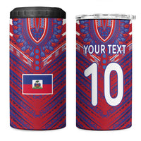 Custom Haiti National Football 4 in 1 Can Cooler Tumbler Dashiki Sporty Style - Wonder Print Shop