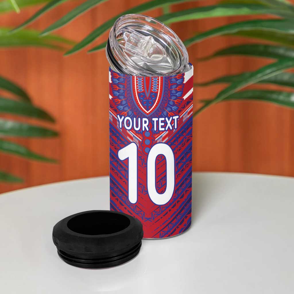 Custom Haiti National Football 4 in 1 Can Cooler Tumbler Dashiki Sporty Style - Wonder Print Shop