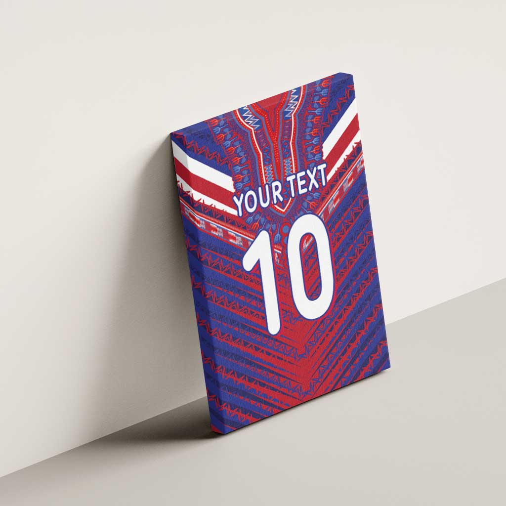 Custom Haiti National Football Canvas Wall Art Dashiki Sporty Style - Wonder Print Shop