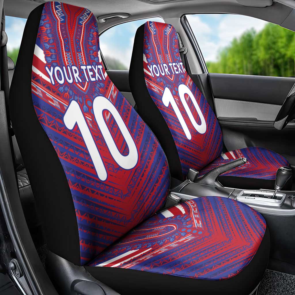 Custom Haiti National Football Car Seat Cover Dashiki Sporty Style - Wonder Print Shop