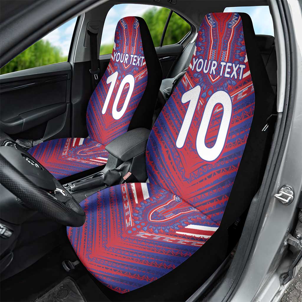 Custom Haiti National Football Car Seat Cover Dashiki Sporty Style - Wonder Print Shop