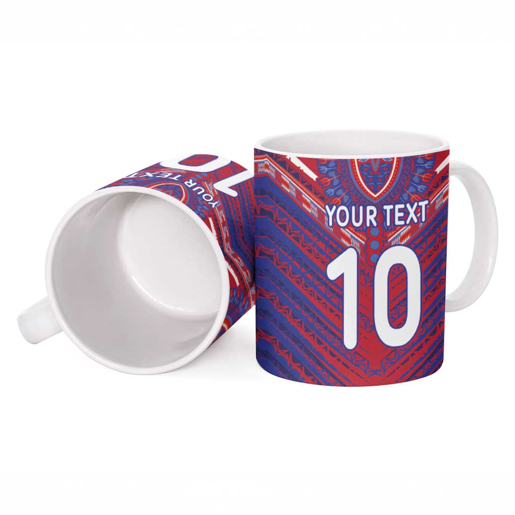 Custom Haiti National Football Ceramic Mug Dashiki Sporty Style - Wonder Print Shop