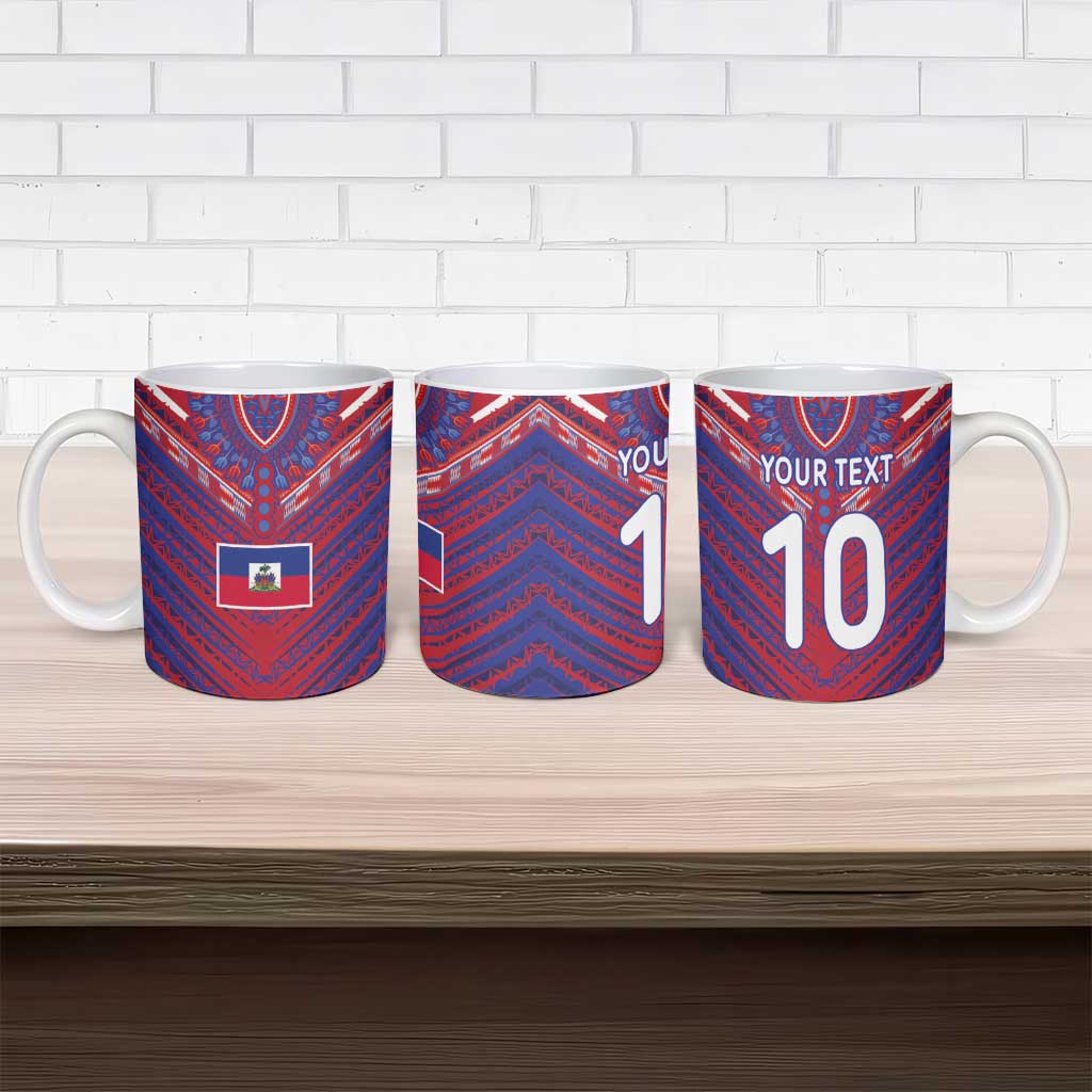 Custom Haiti National Football Ceramic Mug Dashiki Sporty Style - Wonder Print Shop