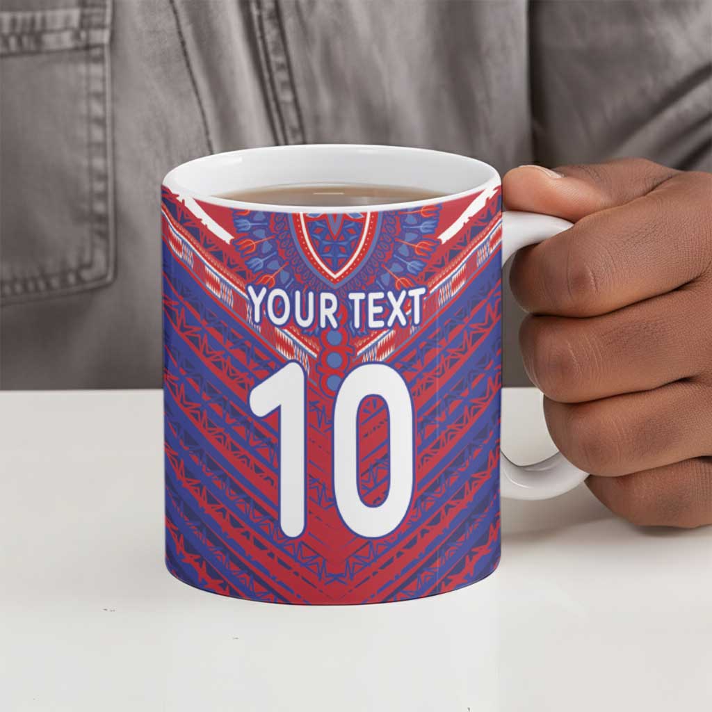 Custom Haiti National Football Ceramic Mug Dashiki Sporty Style - Wonder Print Shop
