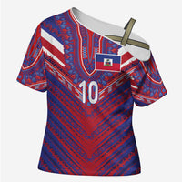 Custom Haiti National Football Cross Shoulder Shirt Dashiki Sporty Style - Wonder Print Shop