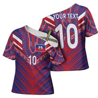 Custom Haiti National Football Cross Shoulder Shirt Dashiki Sporty Style - Wonder Print Shop