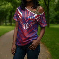 Custom Haiti National Football Cross Shoulder Shirt Dashiki Sporty Style - Wonder Print Shop