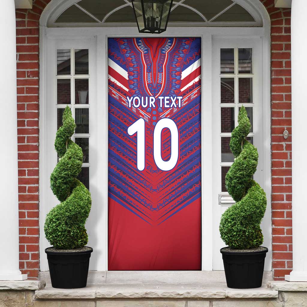 Custom Haiti National Football Door Cover Dashiki Sporty Style - Wonder Print Shop