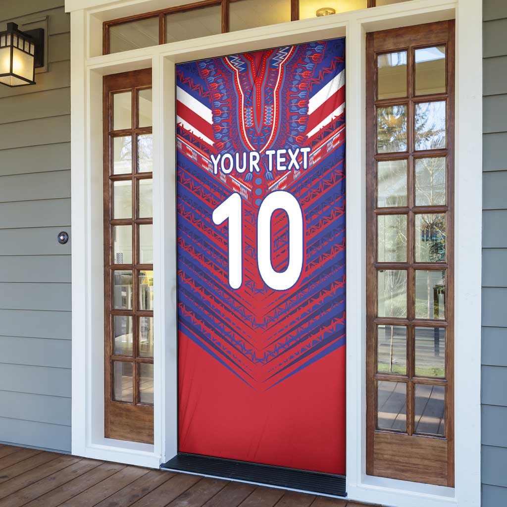 Custom Haiti National Football Door Cover Dashiki Sporty Style - Wonder Print Shop
