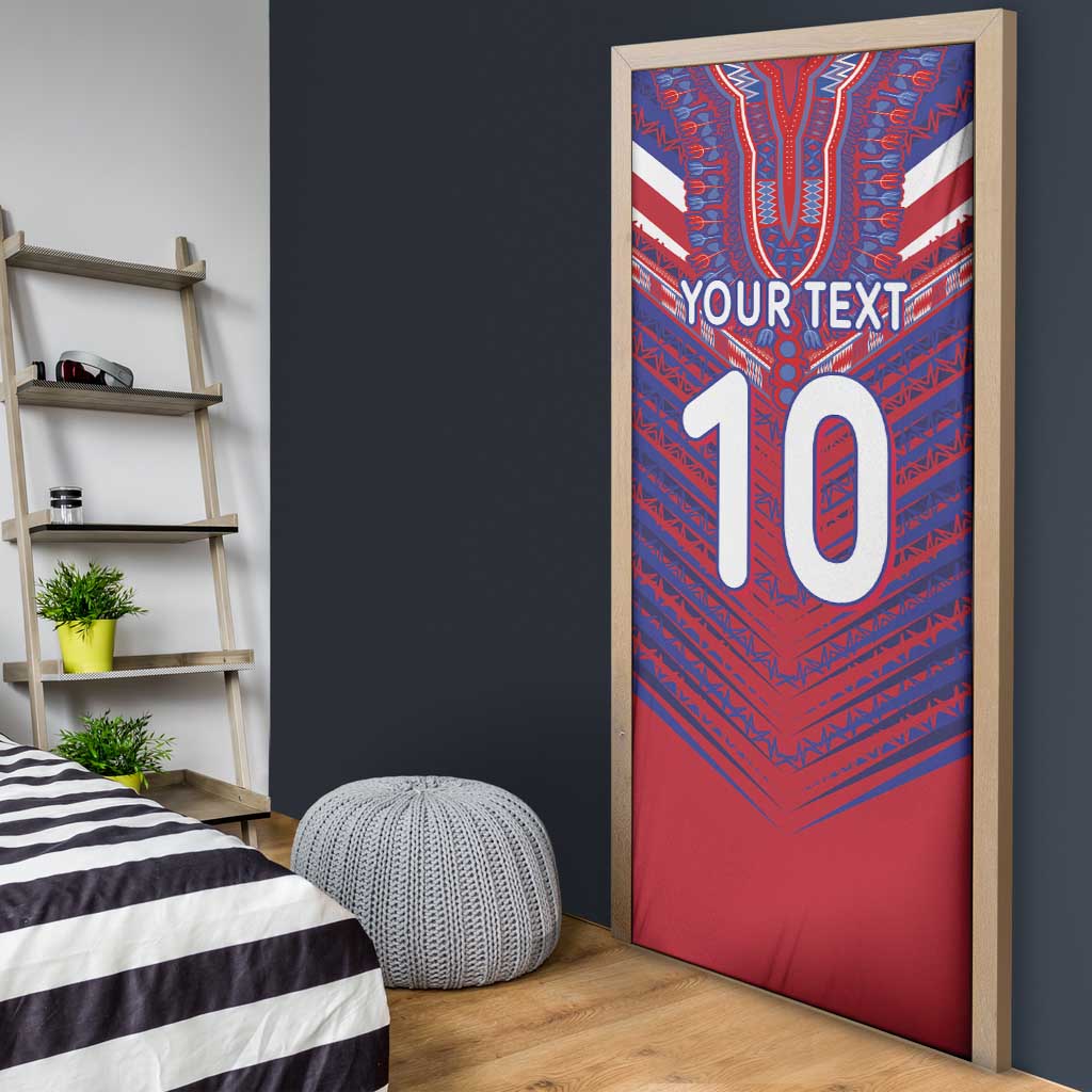 Custom Haiti National Football Door Cover Dashiki Sporty Style - Wonder Print Shop