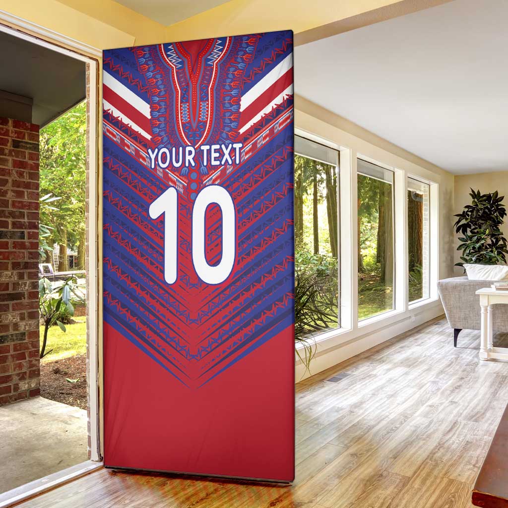 Custom Haiti National Football Door Cover Dashiki Sporty Style - Wonder Print Shop