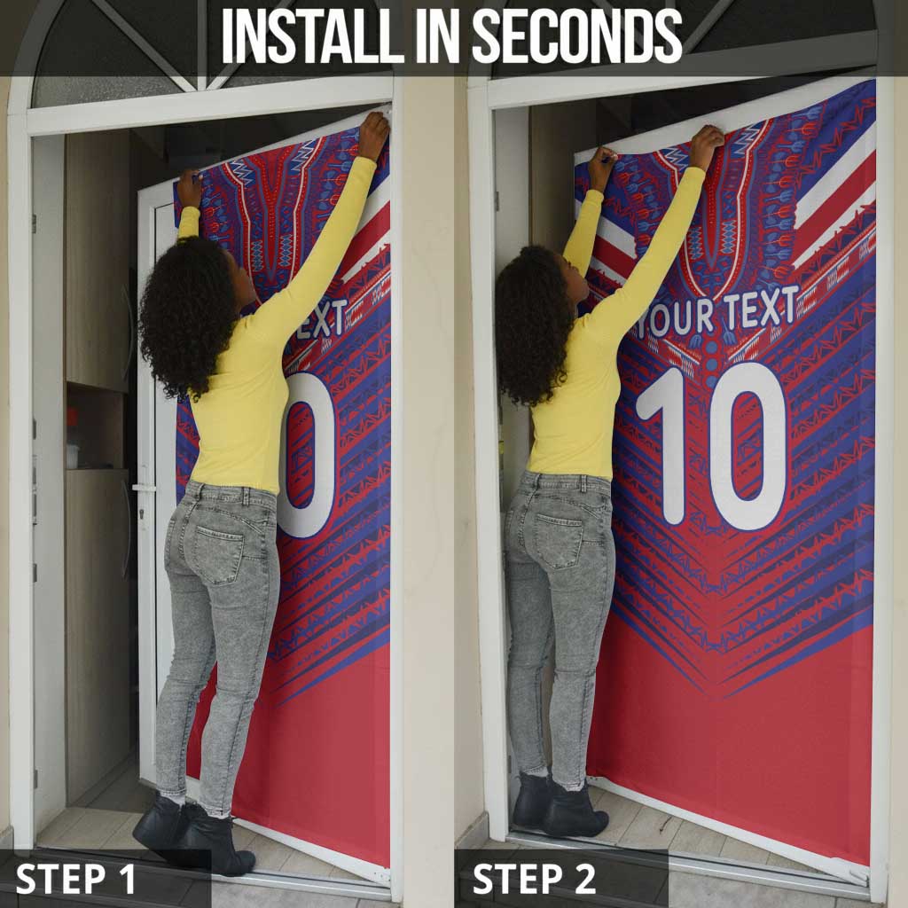 Custom Haiti National Football Door Cover Dashiki Sporty Style - Wonder Print Shop