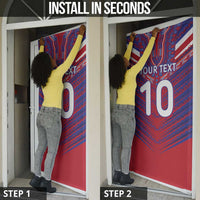 Custom Haiti National Football Door Cover Dashiki Sporty Style - Wonder Print Shop