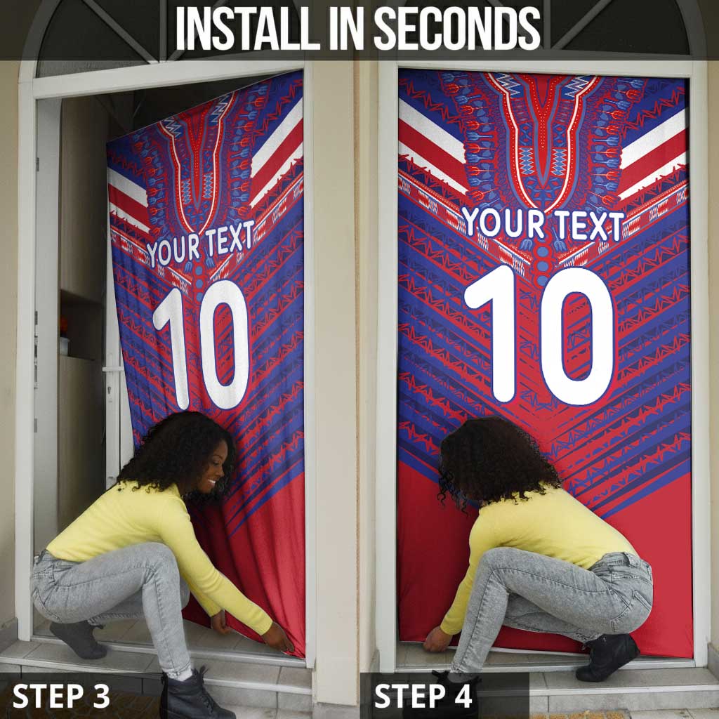 Custom Haiti National Football Door Cover Dashiki Sporty Style - Wonder Print Shop