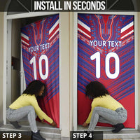 Custom Haiti National Football Door Cover Dashiki Sporty Style - Wonder Print Shop