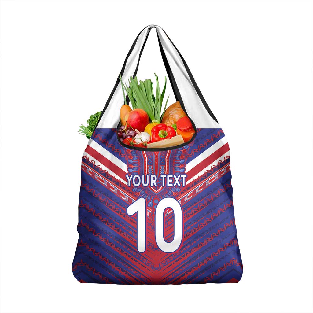 Custom Haiti National Football Grocery Bag Dashiki Sporty Style - Wonder Print Shop