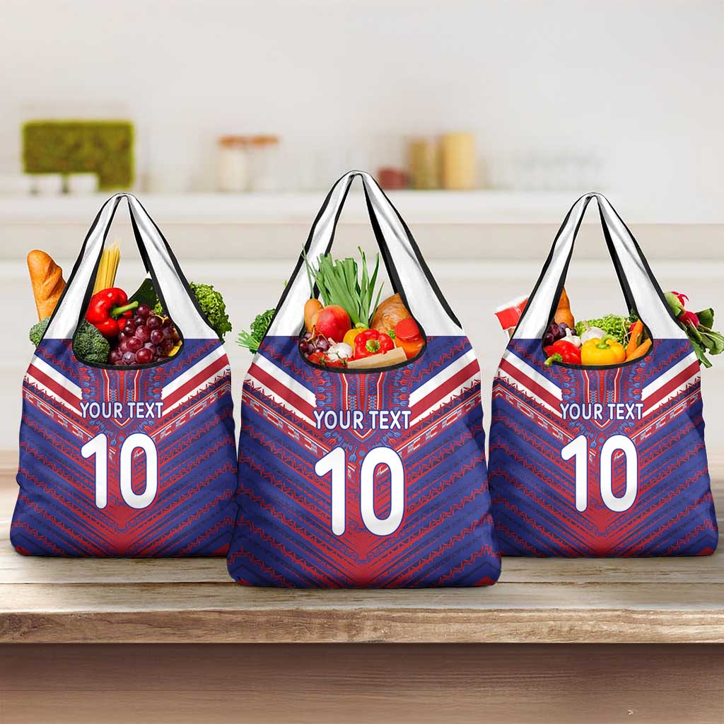 Custom Haiti National Football Grocery Bag Dashiki Sporty Style - Wonder Print Shop