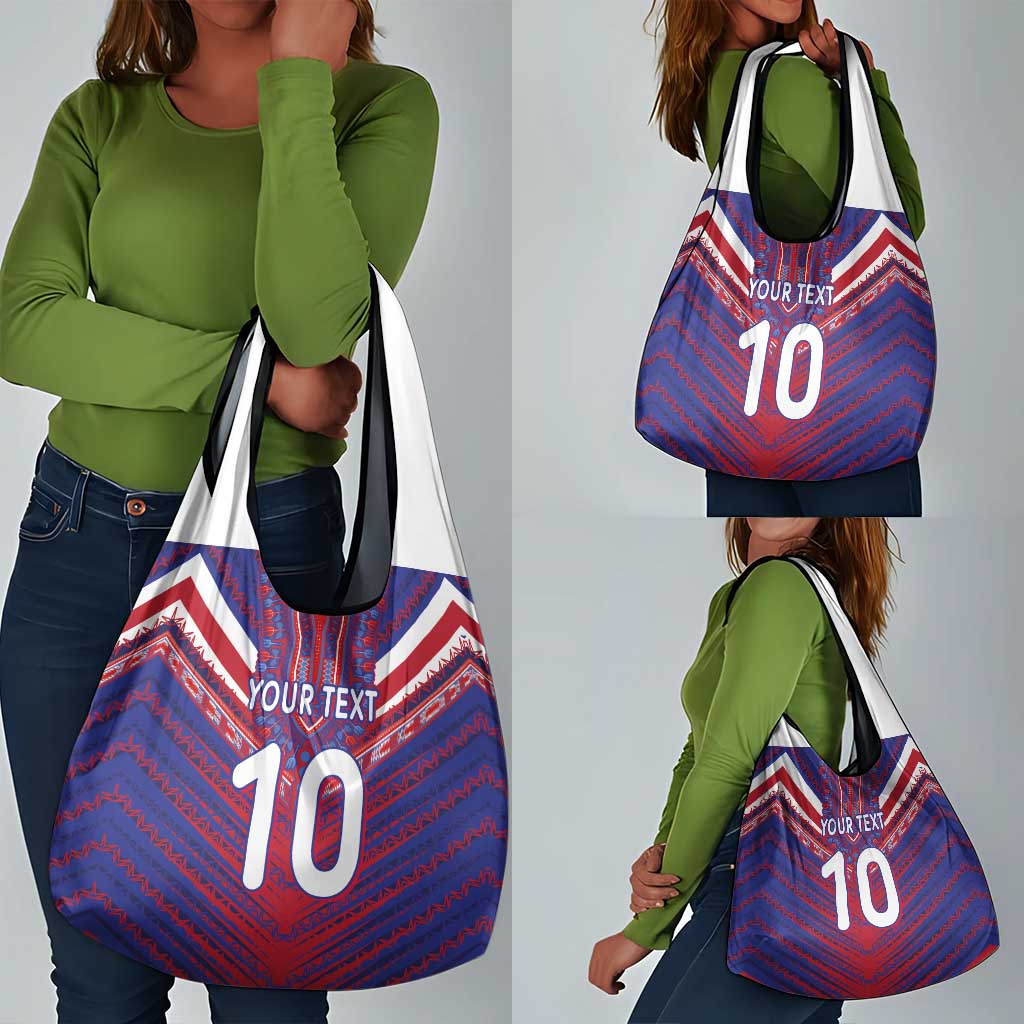 Custom Haiti National Football Grocery Bag Dashiki Sporty Style - Wonder Print Shop