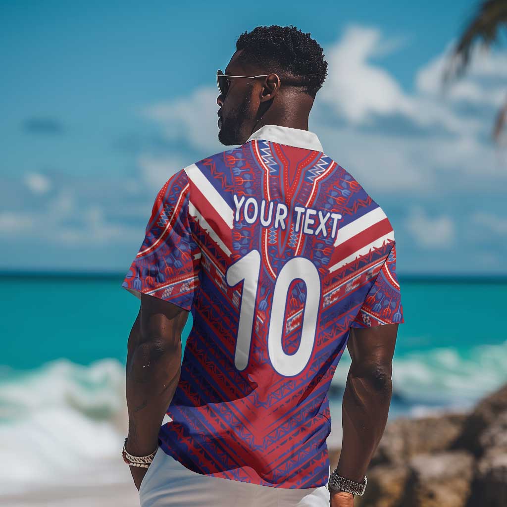 Custom Haiti National Football Hawaiian Shirt Dashiki Sporty Style - Wonder Print Shop