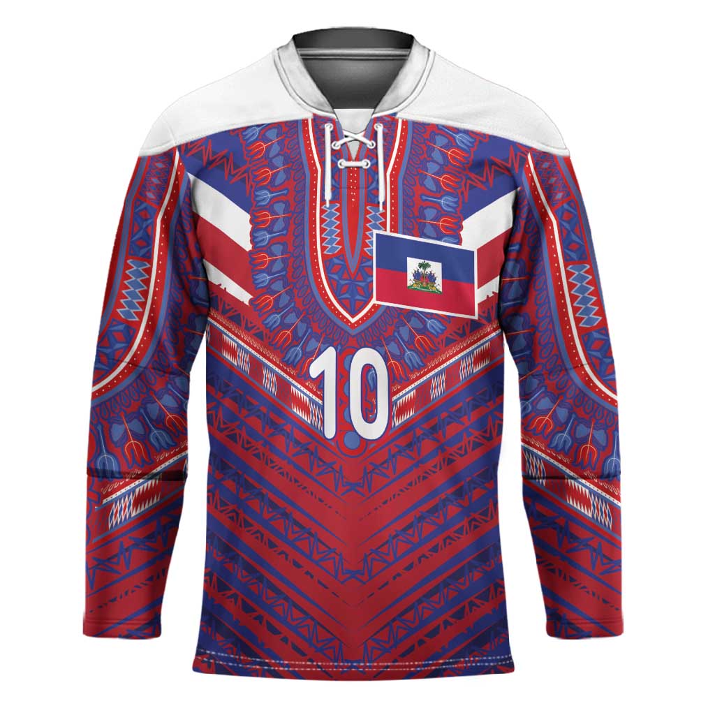 Custom Haiti National Football Hockey Jersey Dashiki Sporty Style - Wonder Print Shop