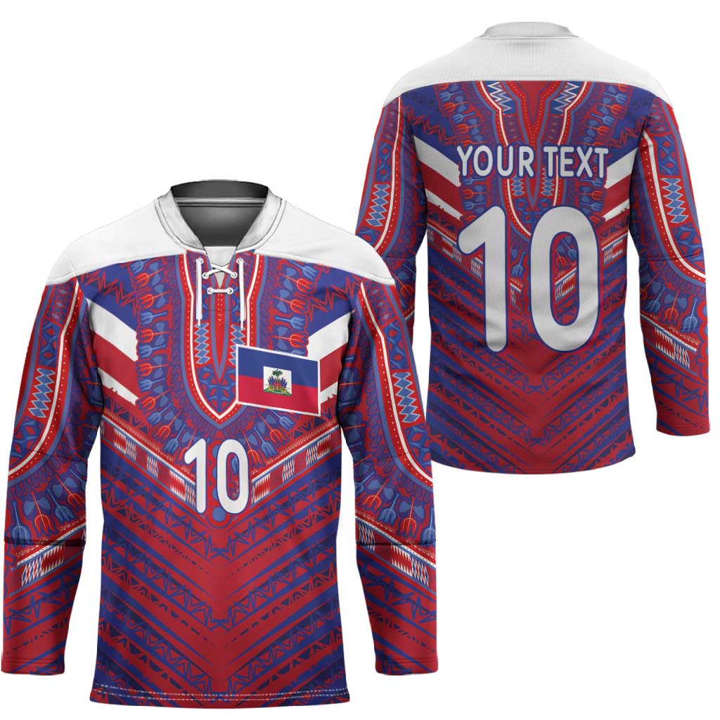 Custom Haiti National Football Hockey Jersey Dashiki Sporty Style - Wonder Print Shop