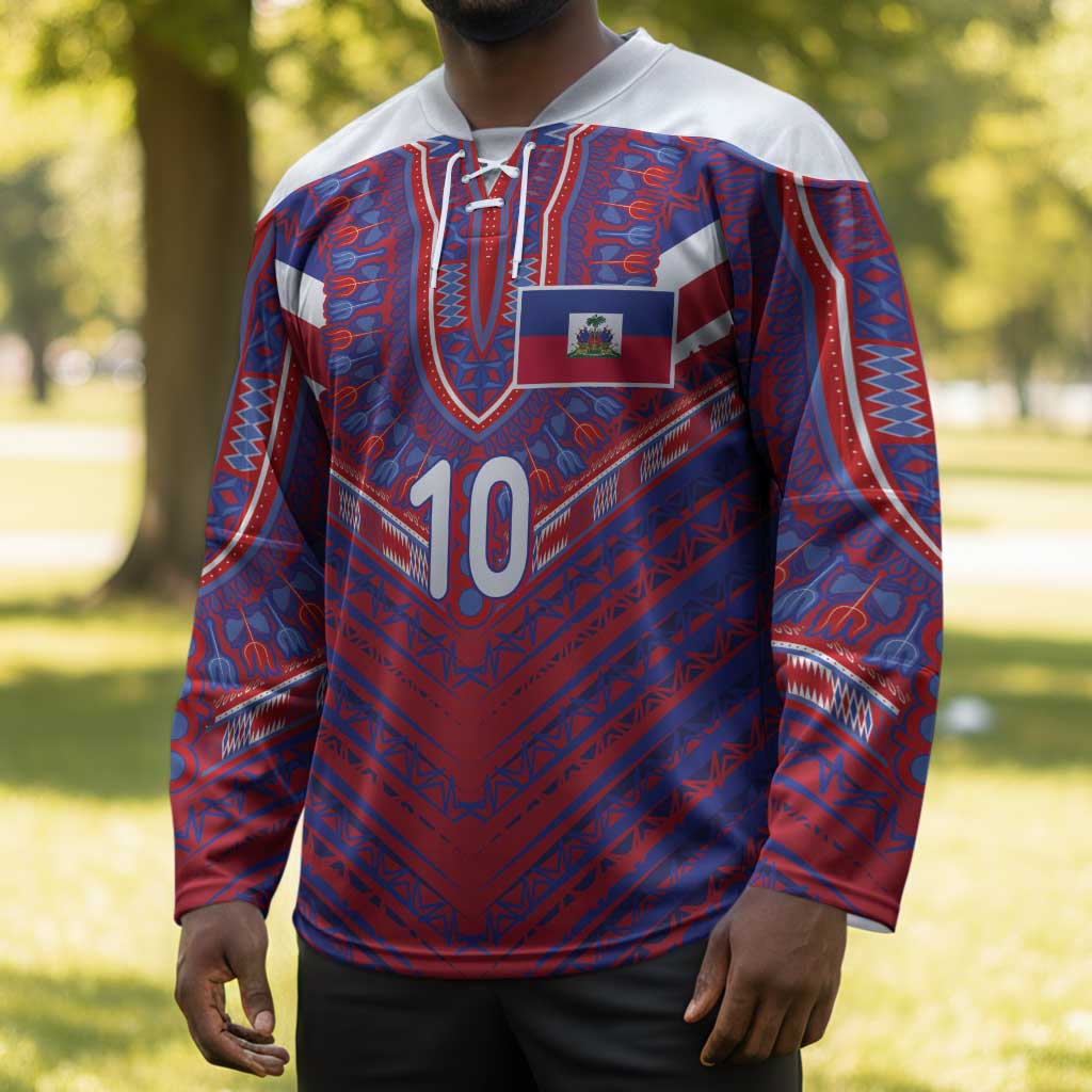 Custom Haiti National Football Hockey Jersey Dashiki Sporty Style - Wonder Print Shop