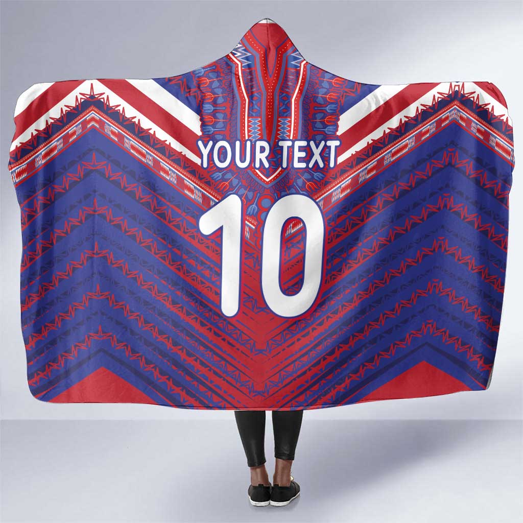 Custom Haiti National Football Hooded Blanket Dashiki Sporty Style - Wonder Print Shop