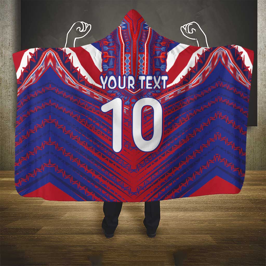 Custom Haiti National Football Hooded Blanket Dashiki Sporty Style - Wonder Print Shop