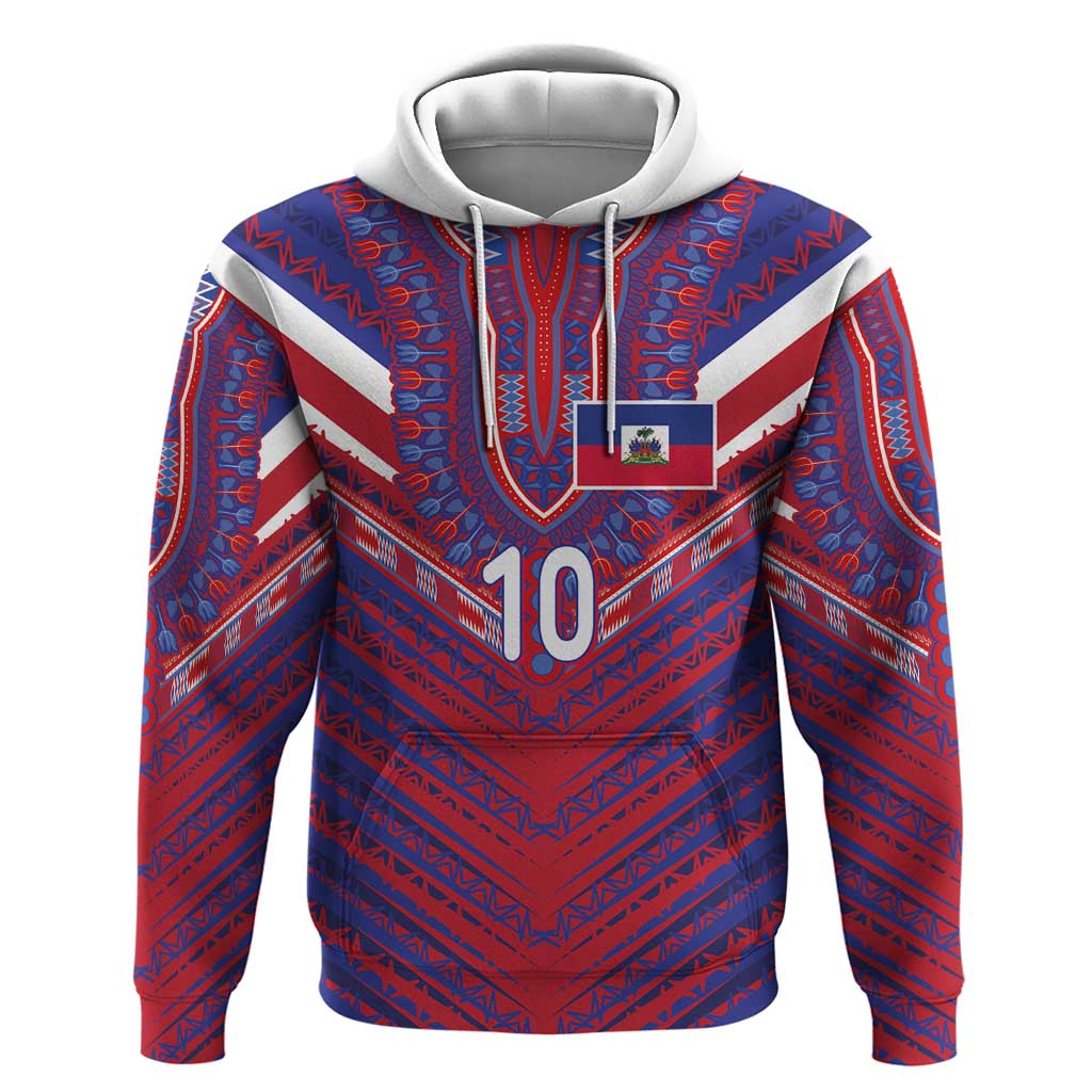 Custom Haiti National Football Hoodie Dashiki Sporty Style - Wonder Print Shop