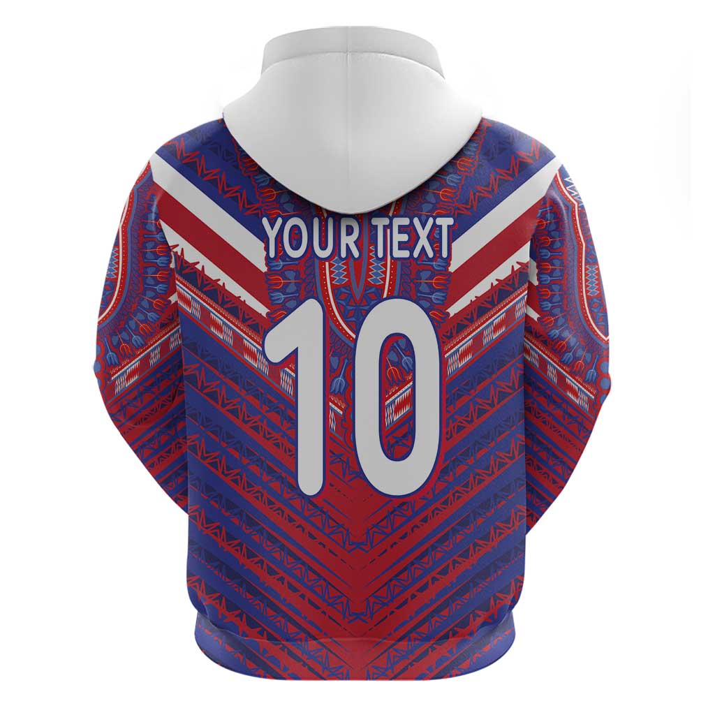 Custom Haiti National Football Hoodie Dashiki Sporty Style - Wonder Print Shop