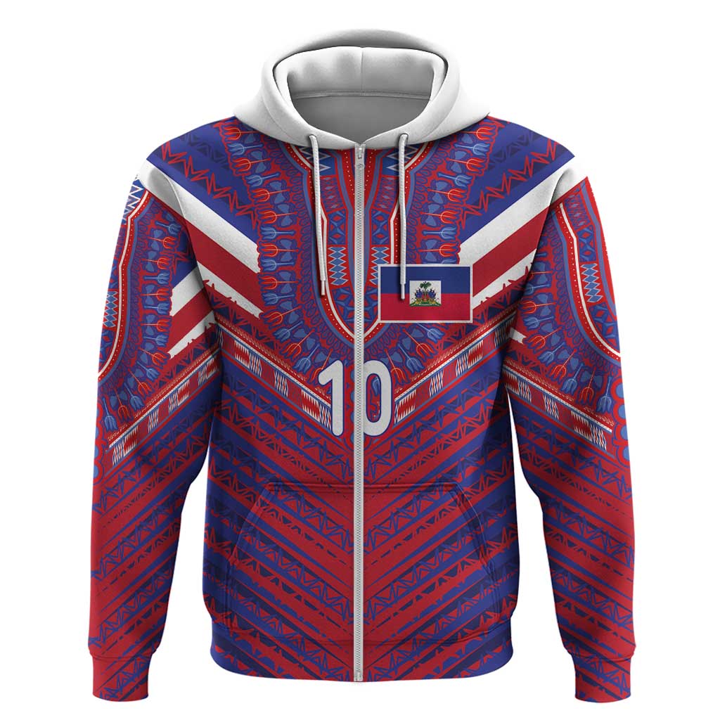 Custom Haiti National Football Hoodie Dashiki Sporty Style - Wonder Print Shop