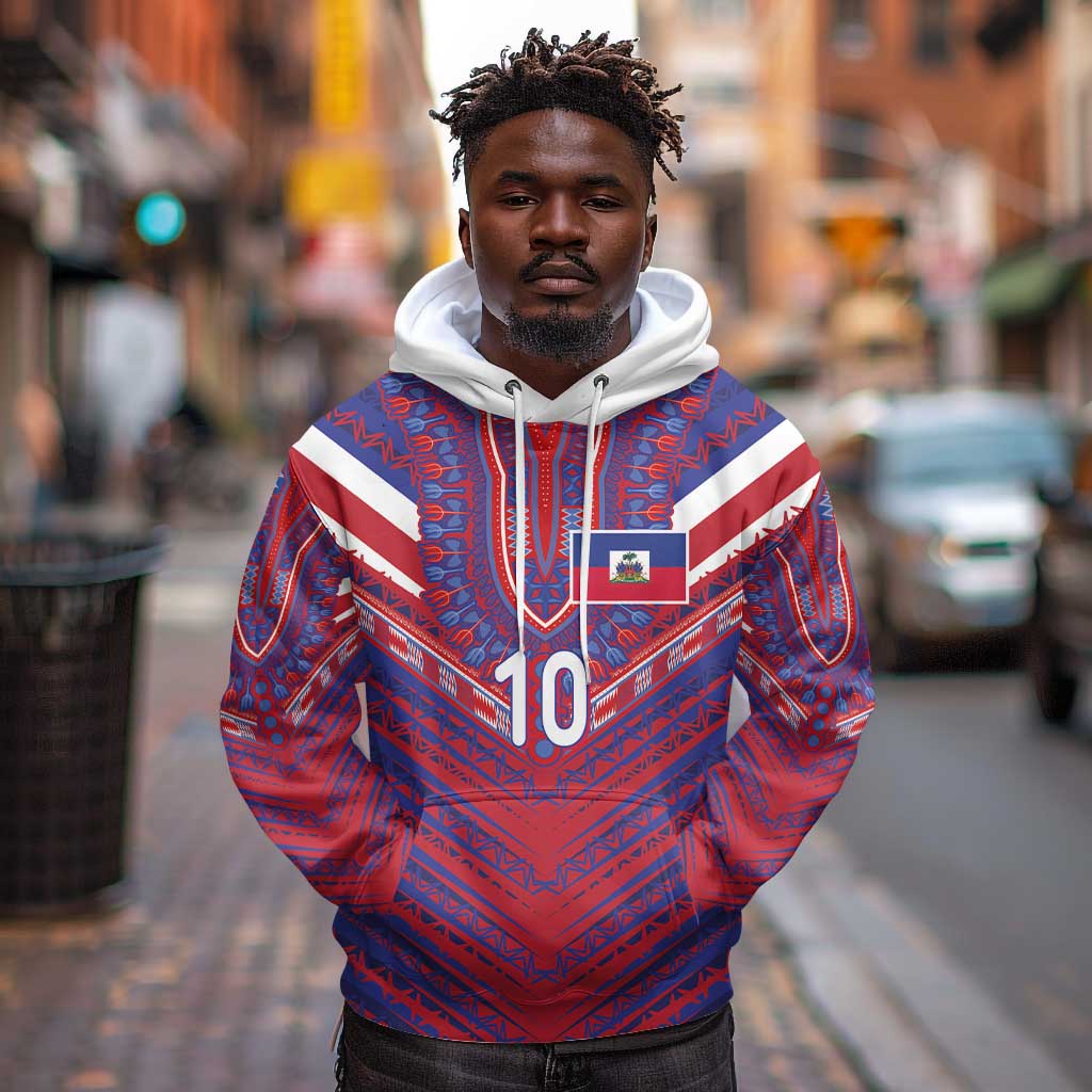 Custom Haiti National Football Hoodie Dashiki Sporty Style - Wonder Print Shop
