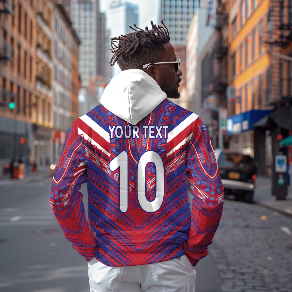 Custom Haiti National Football Hoodie Dashiki Sporty Style - Wonder Print Shop