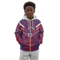 Custom Haiti National Football Kid Hoodie Dashiki Sporty Style - Wonder Print Shop