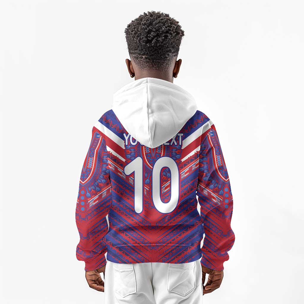 Custom Haiti National Football Kid Hoodie Dashiki Sporty Style - Wonder Print Shop