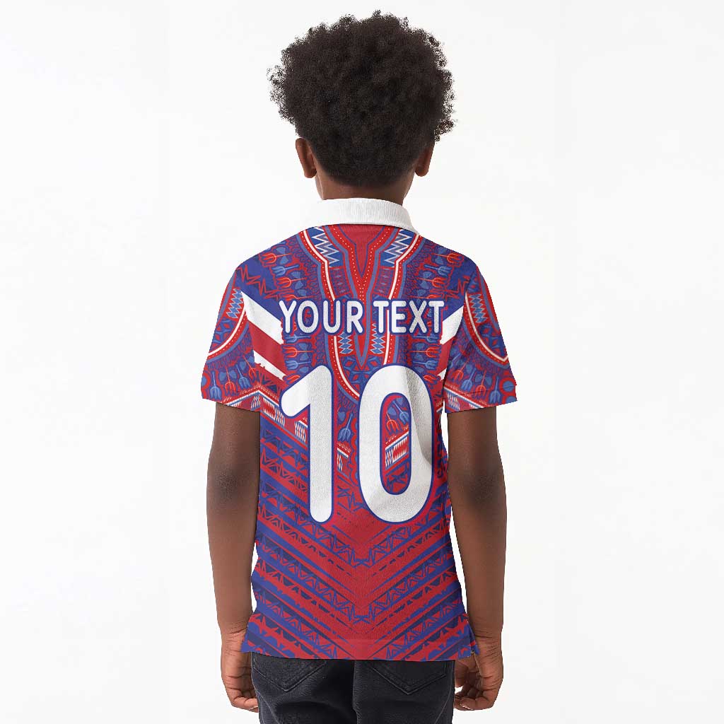 Custom Haiti National Football Kid Polo Shirt Dashiki Sporty Style - Wonder Print Shop