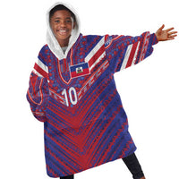 Custom Haiti National Football Kid Wearable Blanket Hoodie Dashiki Sporty Style - Wonder Print Shop