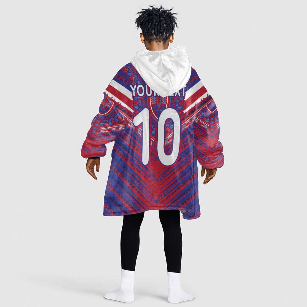 Custom Haiti National Football Kid Wearable Blanket Hoodie Dashiki Sporty Style - Wonder Print Shop