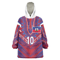 Custom Haiti National Football Kid Wearable Blanket Hoodie Dashiki Sporty Style - Wonder Print Shop