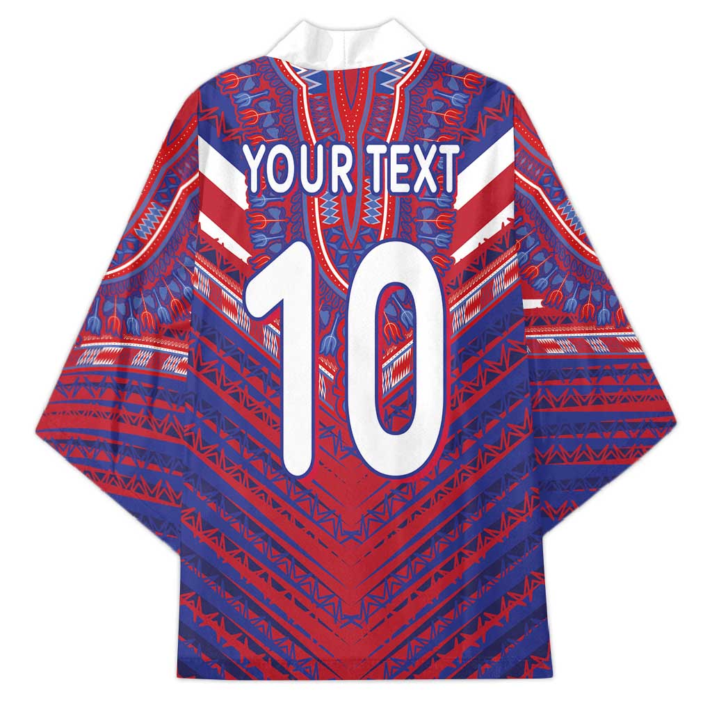 Custom Haiti National Football Kimono Dashiki Sporty Style - Wonder Print Shop