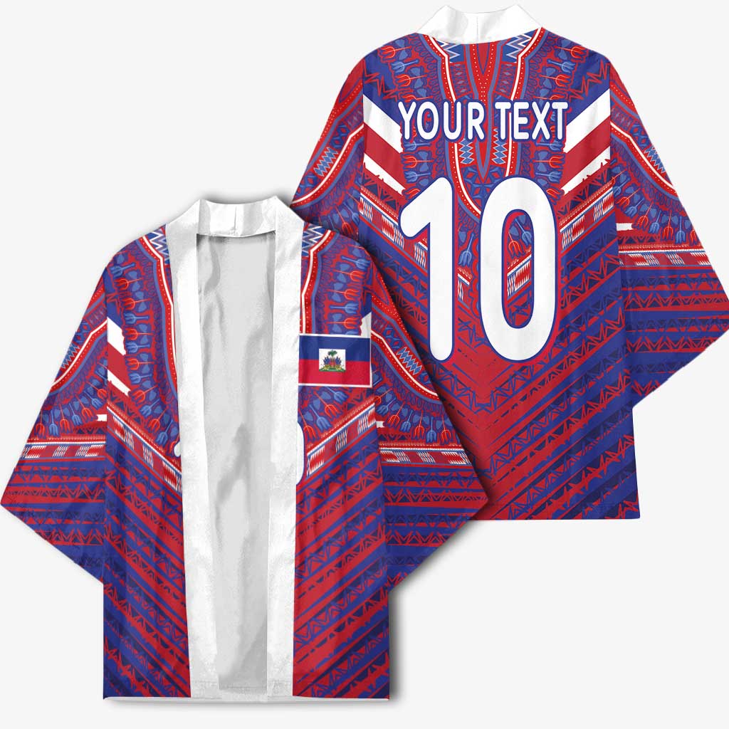 Custom Haiti National Football Kimono Dashiki Sporty Style - Wonder Print Shop