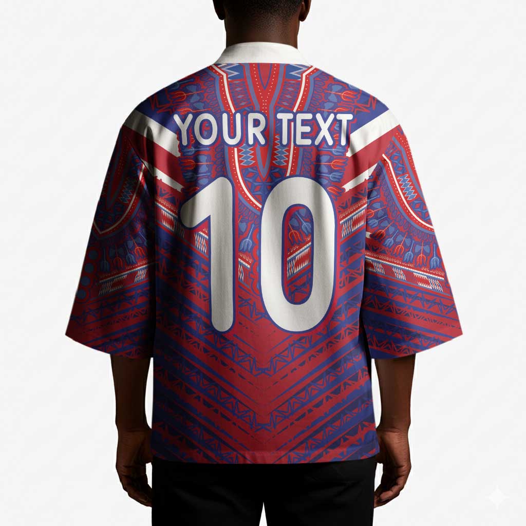 Custom Haiti National Football Kimono Dashiki Sporty Style - Wonder Print Shop