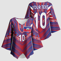 Custom Haiti National Football Kimono Sleeve Blouse Dashiki Sporty Style - Wonder Print Shop