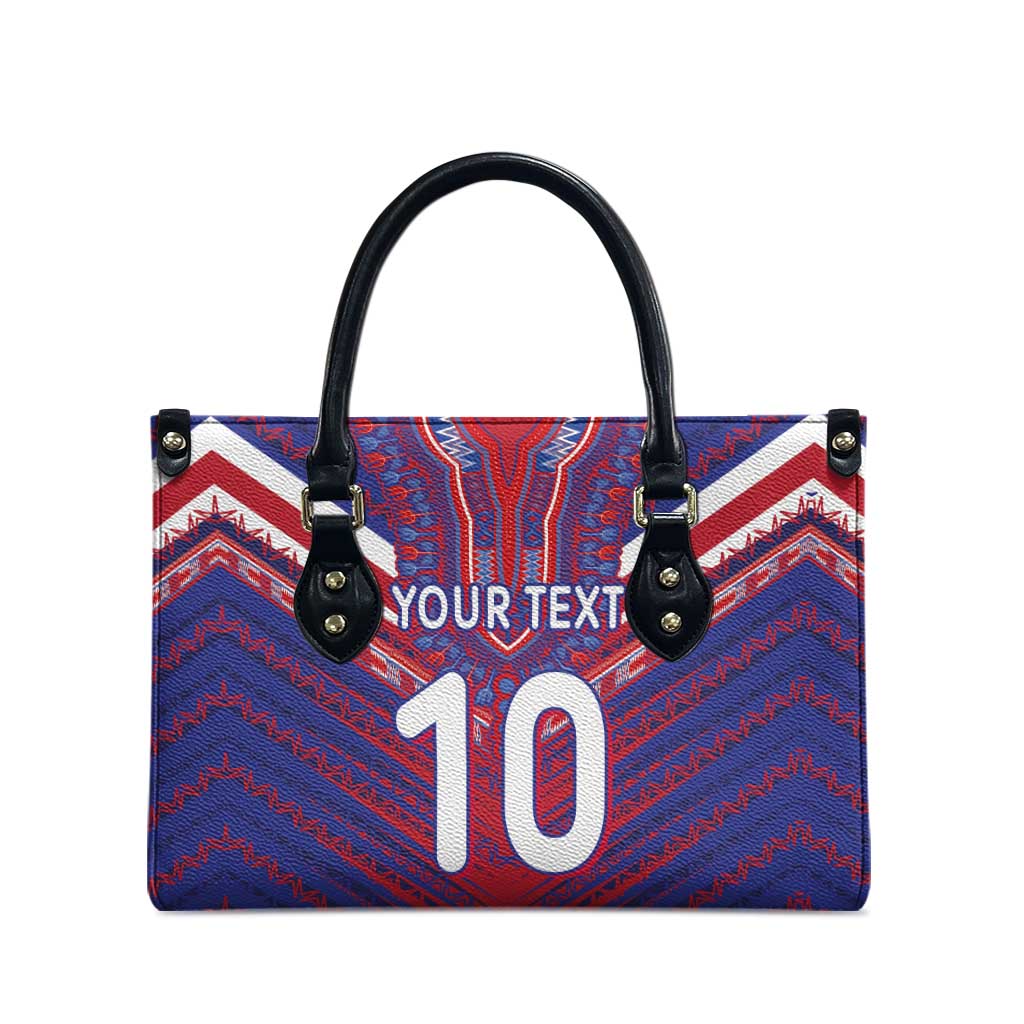 Custom Haiti National Football Leather Bag Dashiki Sporty Style - Wonder Print Shop