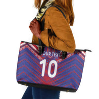 Custom Haiti National Football Leather Tote Bag Dashiki Sporty Style - Wonder Print Shop