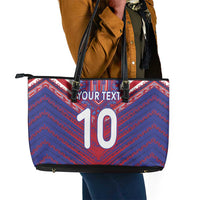 Custom Haiti National Football Leather Tote Bag Dashiki Sporty Style - Wonder Print Shop