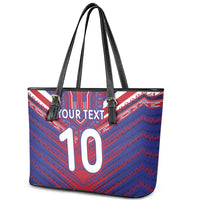 Custom Haiti National Football Leather Tote Bag Dashiki Sporty Style - Wonder Print Shop