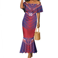 Custom Haiti National Football Mermaid Dress Dashiki Sporty Style - Wonder Print Shop