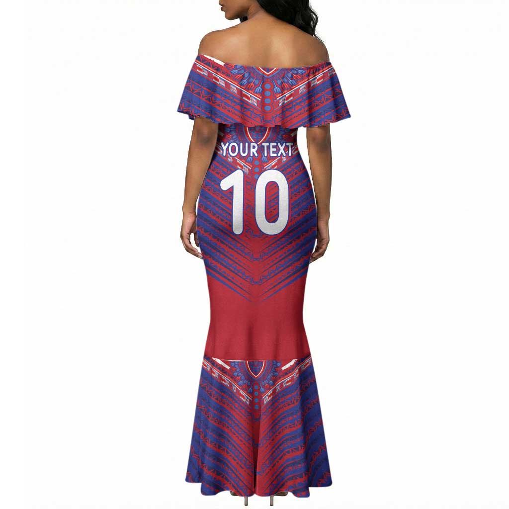 Custom Haiti National Football Mermaid Dress Dashiki Sporty Style - Wonder Print Shop